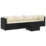 Casa si Gradina - Gradina si terasa - Mobilier exterior - Seturi mobila gradina - Set sezlonguri de gradina, 5 piese, cu perne, negru, poliratan - Infinity.ro