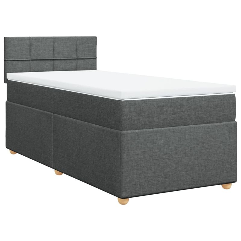 Casa si Gradina - Mobilier - Paturi si accesorii - Paturi - Pat box spring cu saltea, gri inchis, 80x200 cm, textil - Infinity.ro