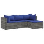 Casa si Gradina - Gradina si terasa - Mobilier exterior - Seturi mobila gradina - Set mobilier de gradina cu perne, 4 piese, gri, poliratan - Infinity.ro
