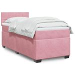 Casa si Gradina - Mobilier - Paturi si accesorii - Paturi - Pat box spring cu saltea, roz, 100x200 cm, catifea - Infinity.ro