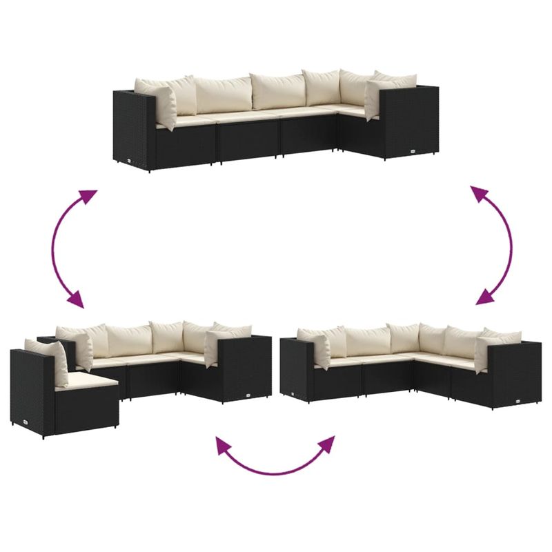 Casa si Gradina - Gradina si terasa - Mobilier exterior - Seturi mobila gradina - Set sezlonguri de gradina, 5 piese, cu perne, negru, poliratan - Infinity.ro