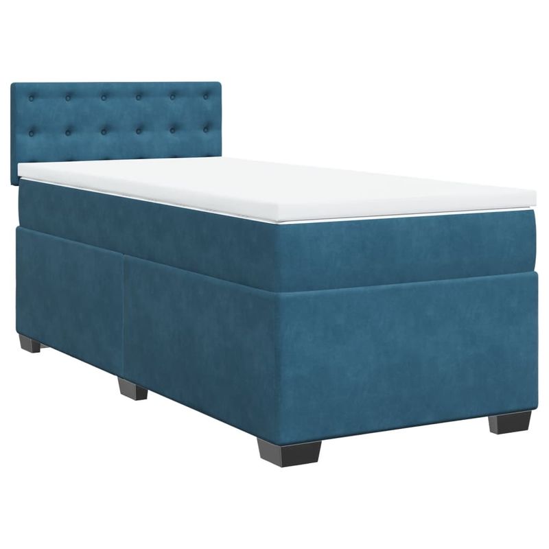 Casa si Gradina - Mobilier - Paturi si accesorii - Paturi - Pat box spring cu saltea, albastru, 100x200 cm, catifea - Infinity.ro