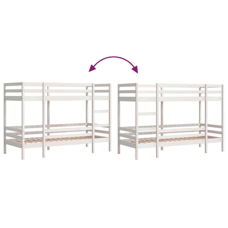 Casa si Gradina - Mobilier - Paturi si accesorii - Paturi - Pat supraetajat, alb, 80x200 cm, lemn masiv de pin - Infinity.ro