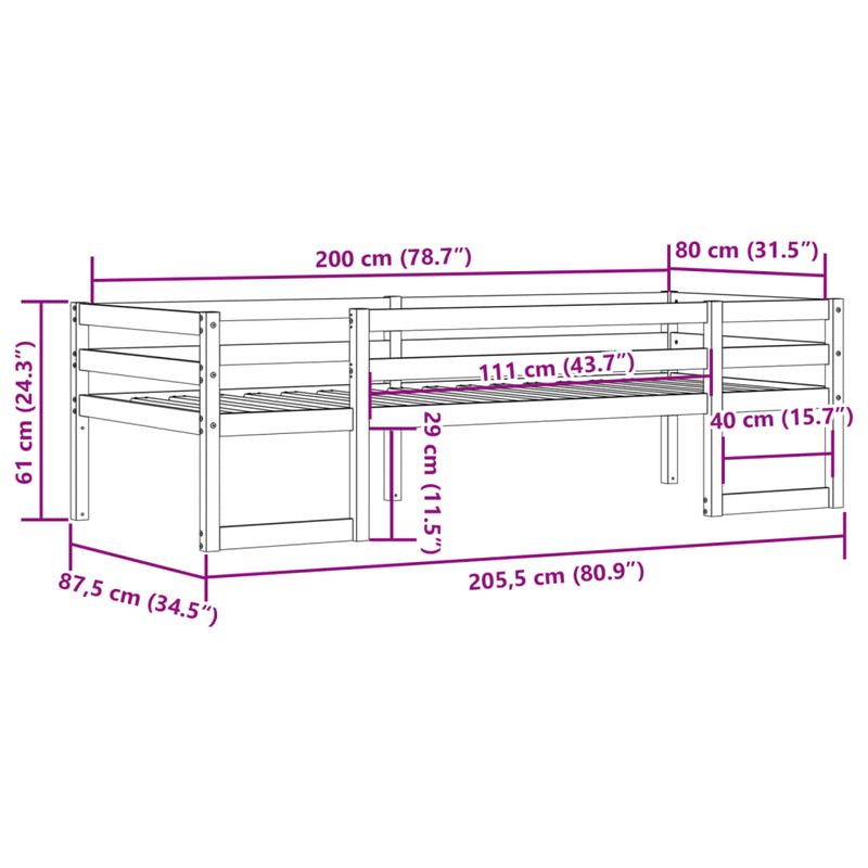 Casa si Gradina - Mobilier - Paturi si accesorii - Paturi - Cadru de pat pentru copii maro ceruit 80x200 cm lemn masiv pin - Infinity.ro