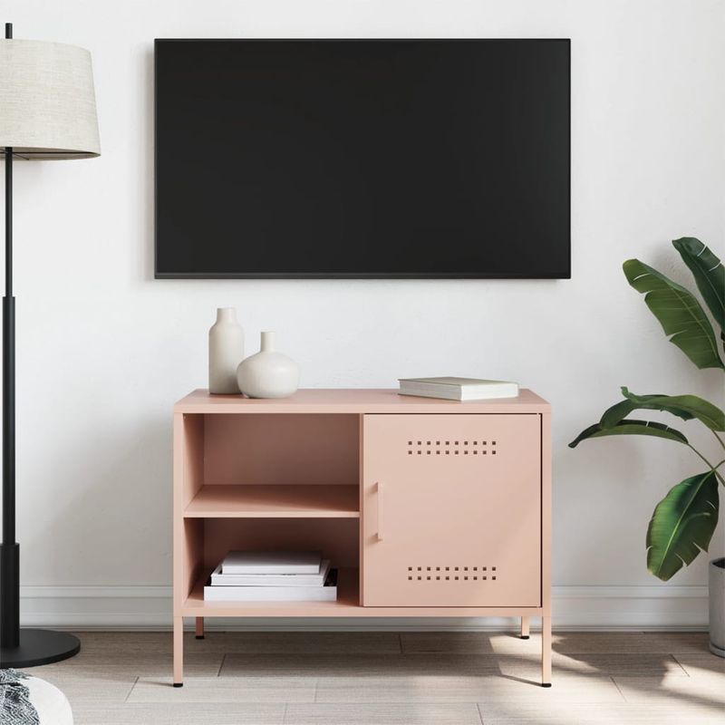 Casa si Gradina - Mobilier - Comode si corpuri - Comode - Dulap TV, roz, 68x39x50,5 cm, otel - Infinity.ro