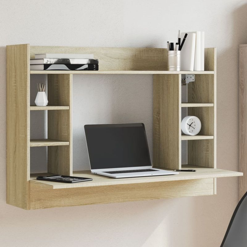 Casa si Gradina - Mobilier - Mese si birouri - Birouri - Birou montat pe perete stejar sonoma 105x48x75cm lemn prelucrat - Infinity.ro