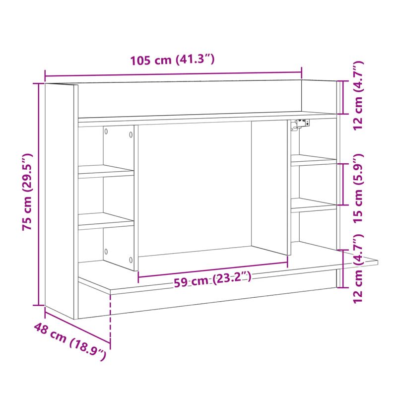 Casa si Gradina - Mobilier - Mese si birouri - Birouri - Birou montat pe perete stejar sonoma 105x48x75cm lemn prelucrat - Infinity.ro
