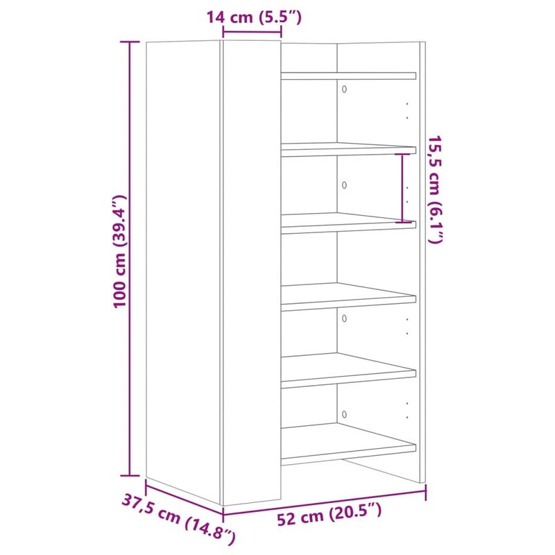 Casa si Gradina - Mobilier - Organizare si depozitare - Organizator incaltaminte - Pantofar, stejar fumuriu, 52x37,5x100 cm, lemn prelucrat - Infinity.ro