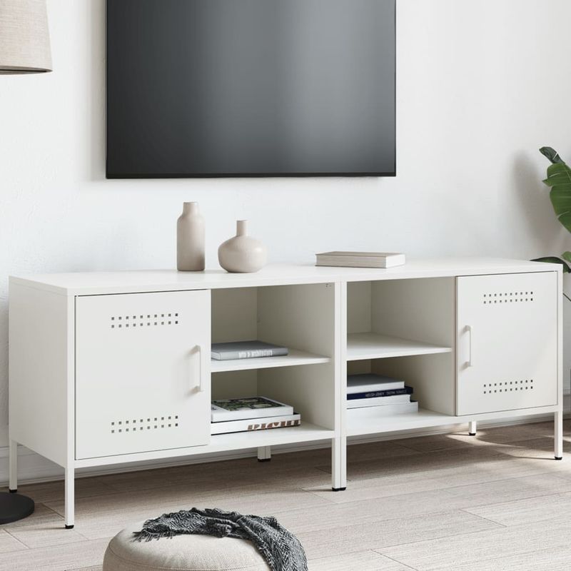 Casa si Gradina - Mobilier - Comode si corpuri - Comode - Dulapuri TV, 2 buc., alb, 68x39x50,5 cm, otel - Infinity.ro