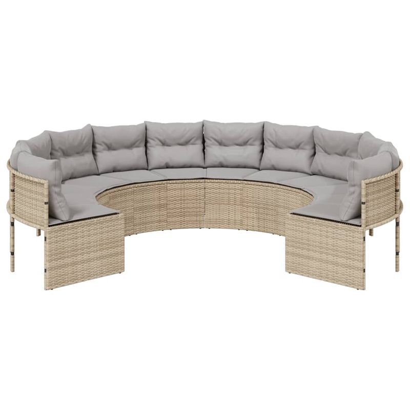 Casa si Gradina - Gradina si terasa - Mobilier exterior - Canapele si fotolii gradina - Canapea de gradina cu perne, rotunda, bej, poliratan - Infinity.ro