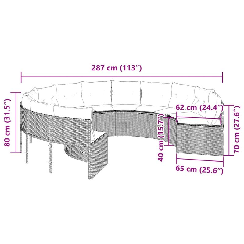 Casa si Gradina - Gradina si terasa - Mobilier exterior - Canapele si fotolii gradina - Canapea de gradina cu perne, rotunda, bej, poliratan - Infinity.ro