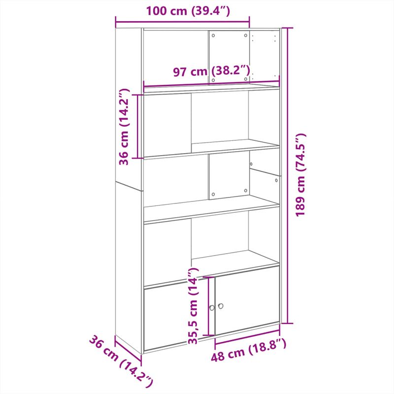 Casa si Gradina - Mobilier - Biblioteci si rafturi - Biblioteci - Biblioteca, stejar sonoma, 100x36x189 cm, lemn prelucrat - Infinity.ro