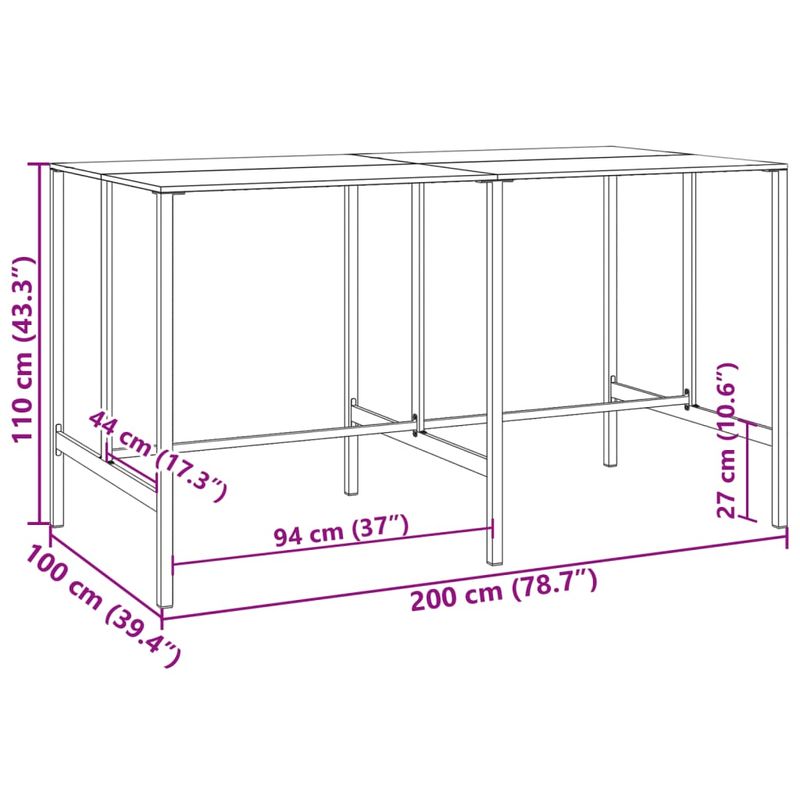 Casa si Gradina - Gradina si terasa - Mobilier exterior - Mese gradina - Masa de bar, negru, 200x100x110 cm, otel vopsit electrostatic - Infinity.ro