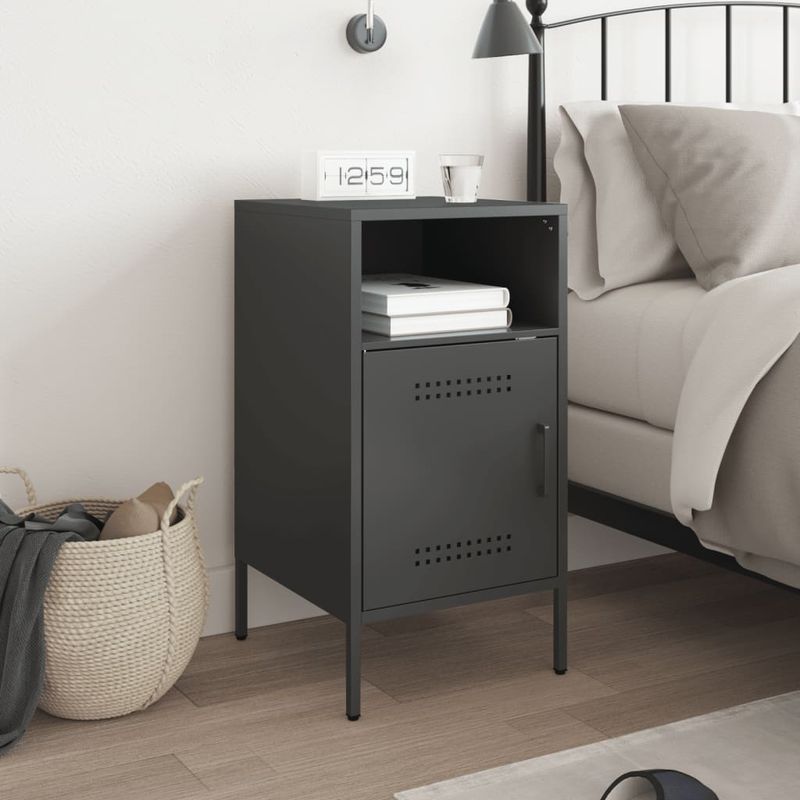 Casa si Gradina - Mobilier - Comode si corpuri - Noptiere - Noptiera, negru, 36x39x68 cm, otel laminat la rece - Infinity.ro