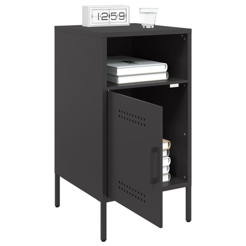 Casa si Gradina - Mobilier - Comode si corpuri - Noptiere - Noptiera, negru, 36x39x68 cm, otel laminat la rece - Infinity.ro