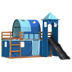 Casa si Gradina - Mobilier - Paturi si accesorii - Paturi - Pat supraetajat cu tobogan si perdele, albastru, 90x200 cm - Infinity.ro