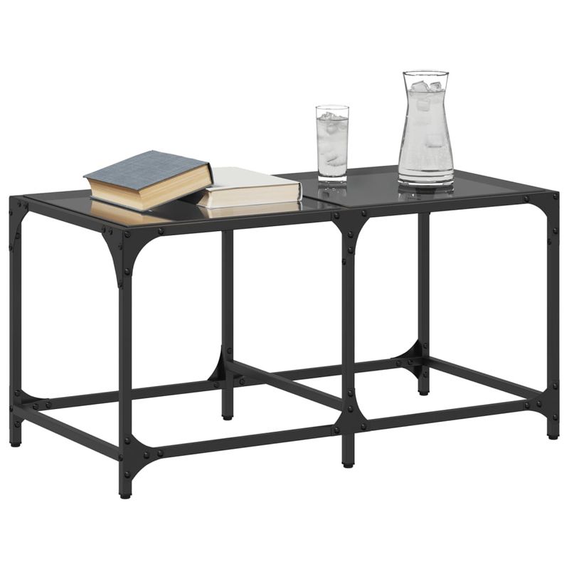 Casa si Gradina - Mobilier - Mese si birouri - Masute de cafea - Masuta de cafea, blat din sticla negra, 78,5x40x40 cm, otel - Infinity.ro