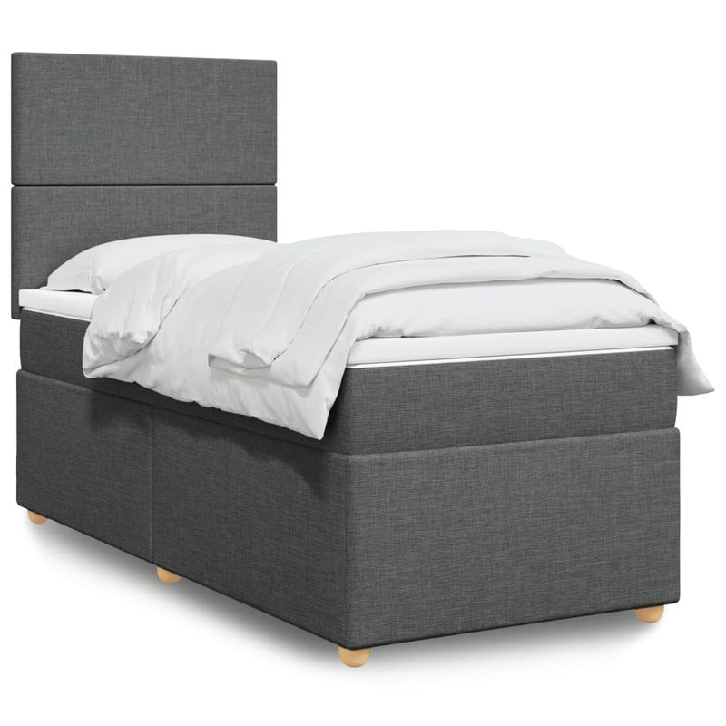 Casa si Gradina - Mobilier - Paturi si accesorii - Paturi - Pat box spring cu saltea, gri inchis, 80x200 cm, textil - Infinity.ro
