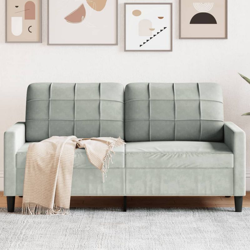 Casa si Gradina - Mobilier - Canapele si coltare - Canapele - Canapea cu 2 locuri, gri deschis, 140 cm, catifea - Infinity.ro