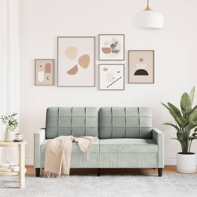 Casa si Gradina - Mobilier - Canapele si coltare - Canapele - Canapea cu 2 locuri, gri deschis, 140 cm, catifea - Infinity.ro