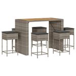 Casa si Gradina - Gradina si terasa - Mobilier exterior - Seturi mobila gradina - Set mobilier bar de gradina cu perne, 7 piese, gri, poliratan - Infinity.ro
