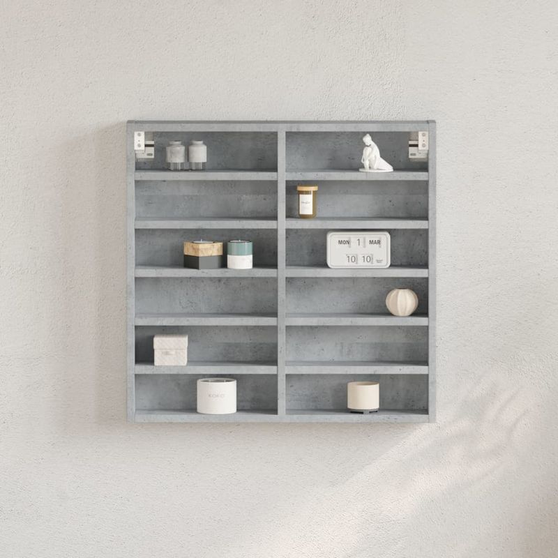 Casa si Gradina - Mobilier - Biblioteci si rafturi - Rafturi - Dulap cu vitrina, gri beton, 60x8,5x58 cm, lemn prelucrat - Infinity.ro