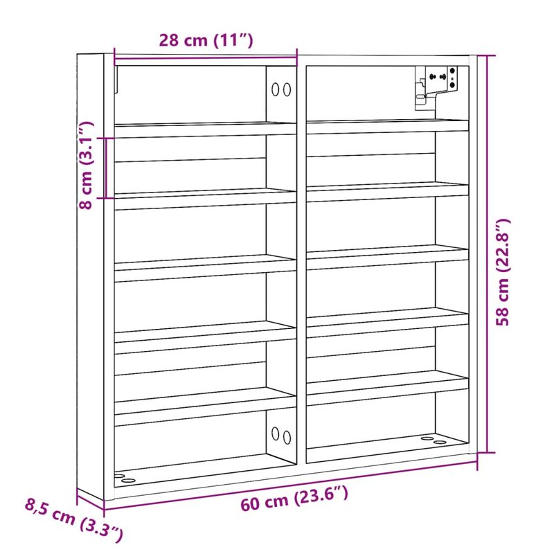 Casa si Gradina - Mobilier - Biblioteci si rafturi - Rafturi - Dulap cu vitrina, gri beton, 60x8,5x58 cm, lemn prelucrat - Infinity.ro