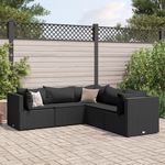 Casa si Gradina - Gradina si terasa - Mobilier exterior - Seturi mobila gradina - Set sezlonguri de gradina, 5 piese, cu perne, negru, poliratan - Infinity.ro