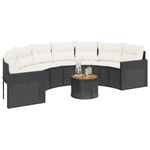 Casa si Gradina - Gradina si terasa - Mobilier exterior - Canapele si fotolii gradina - Canapea de gradina cu perne, semi-rotunda, negru, poliratan - Infinity.ro
