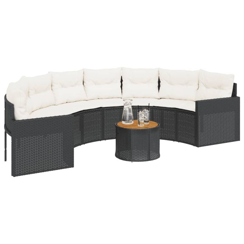 Casa si Gradina - Gradina si terasa - Mobilier exterior - Canapele si fotolii gradina - Canapea de gradina cu perne, semi-rotunda, negru, poliratan - Infinity.ro