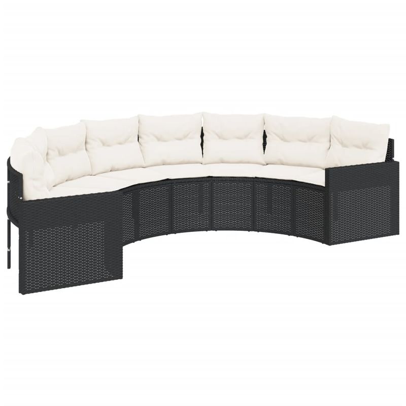 Casa si Gradina - Gradina si terasa - Mobilier exterior - Canapele si fotolii gradina - Canapea de gradina cu perne, semi-rotunda, negru, poliratan - Infinity.ro