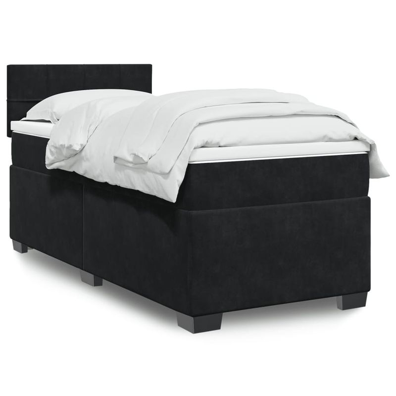 Casa si Gradina - Mobilier - Paturi si accesorii - Paturi - Pat box spring cu saltea, negru, 80x200 cm, catifea - Infinity.ro
