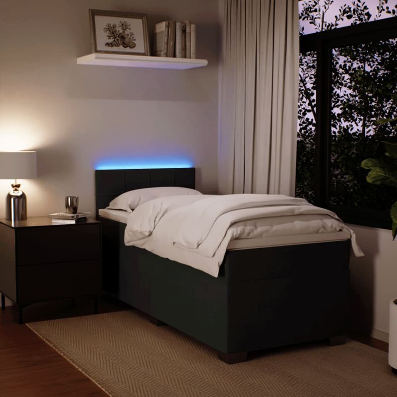Casa si Gradina - Mobilier - Paturi si accesorii - Paturi - Pat box spring cu saltea, negru, 80x200 cm, catifea - Infinity.ro