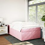 Casa si Gradina - Mobilier - Paturi si accesorii - Paturi - Pat box spring cu saltea, roz, 120x200 cm, catifea - Infinity.ro