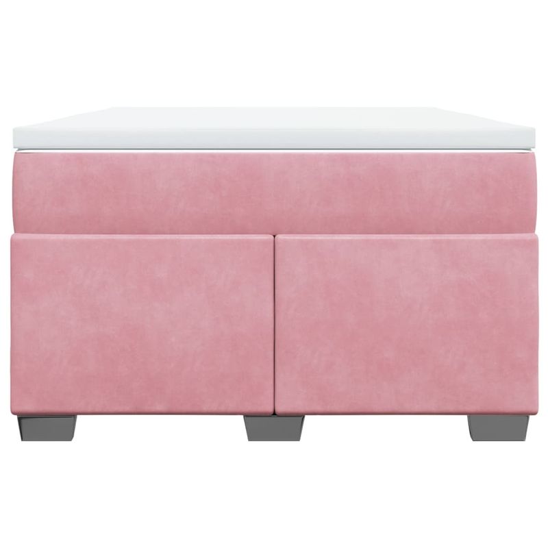 Casa si Gradina - Mobilier - Paturi si accesorii - Paturi - Pat box spring cu saltea, roz, 120x200 cm, catifea - Infinity.ro