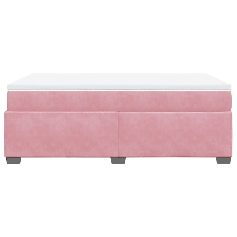 Casa si Gradina - Mobilier - Paturi si accesorii - Paturi - Pat box spring cu saltea, roz, 120x200 cm, catifea - Infinity.ro