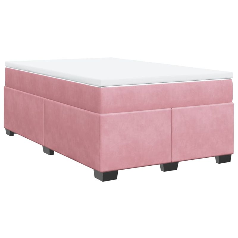 Casa si Gradina - Mobilier - Paturi si accesorii - Paturi - Pat box spring cu saltea, roz, 120x200 cm, catifea - Infinity.ro