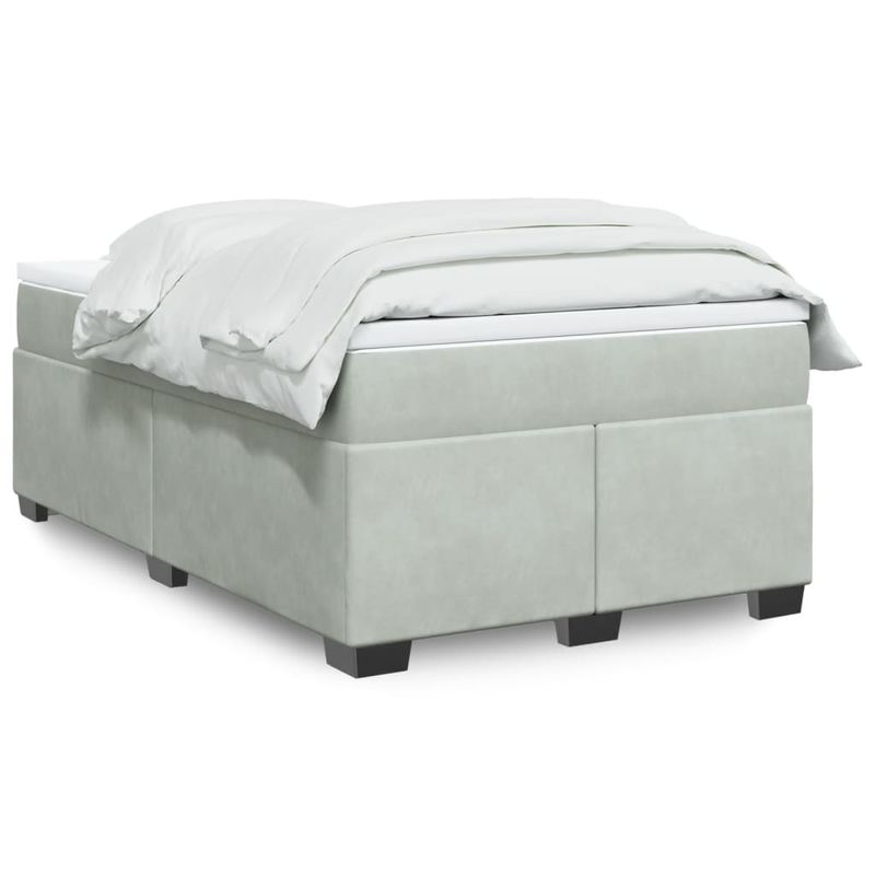 Casa si Gradina - Mobilier - Paturi si accesorii - Paturi - Pat continental cu saltea, gri deschis, 120x200 cm, catifea - Infinity.ro