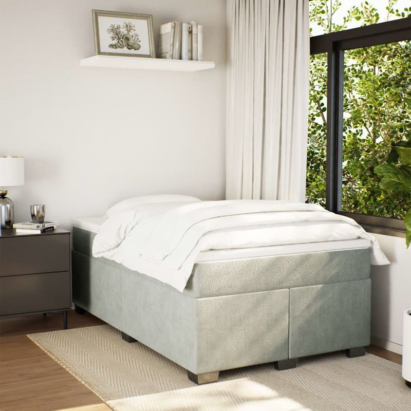 Casa si Gradina - Mobilier - Paturi si accesorii - Paturi - Pat continental cu saltea, gri deschis, 120x200 cm, catifea - Infinity.ro