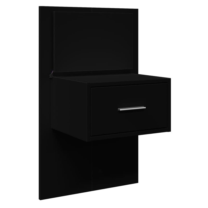 Casa si Gradina - Mobilier - Comode si corpuri - Noptiere - Noptiera montata pe perete cu lumini LED, negru - Infinity.ro
