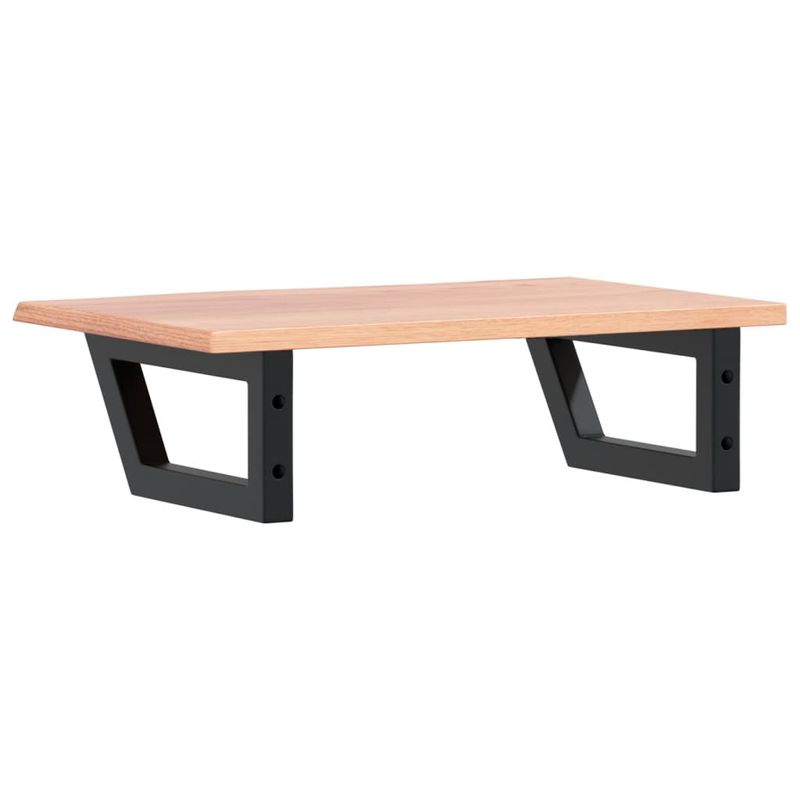 Casa si Gradina - Mobilier - Biblioteci si rafturi - Rafturi - Raft pentru lavoar montat pe perete, otel și lemn masiv stejar, maro deschis și negru, mărime 60x40x2 cm, model trapez - Infinity.ro