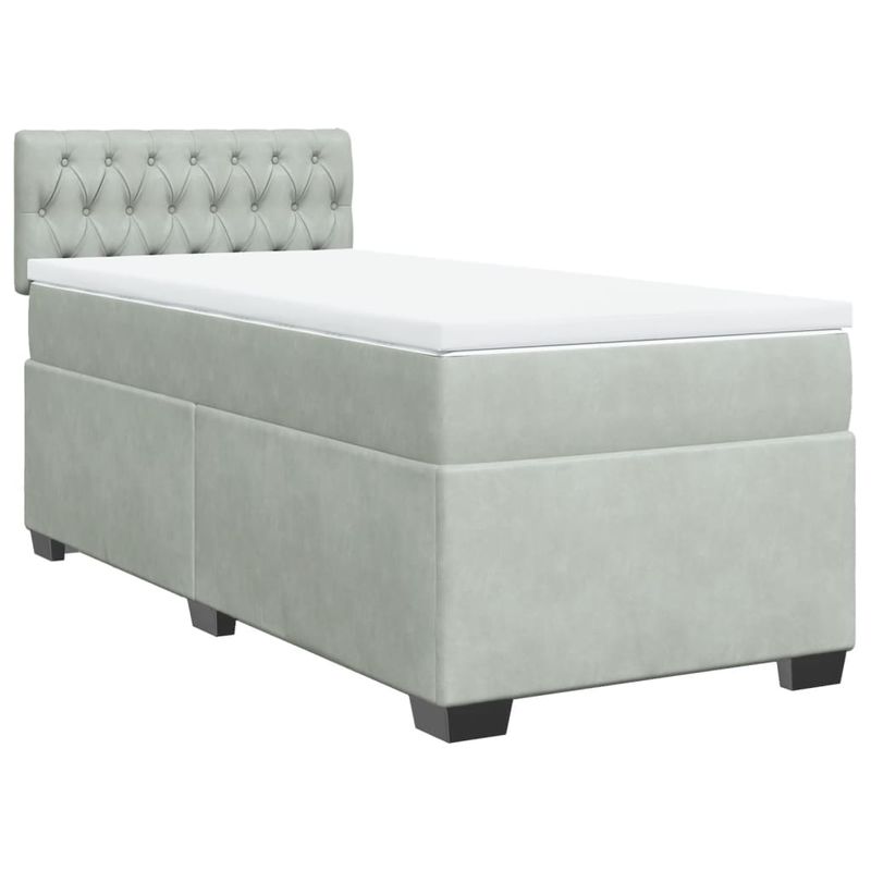Casa si Gradina - Mobilier - Paturi si accesorii - Paturi - Pat box spring cu saltea, gri deschis, 100x200 cm, catifea - Infinity.ro