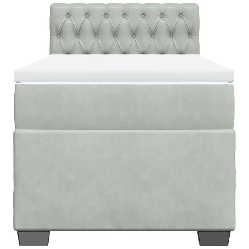 Casa si Gradina - Mobilier - Paturi si accesorii - Paturi - Pat box spring cu saltea, gri deschis, 100x200 cm, catifea - Infinity.ro