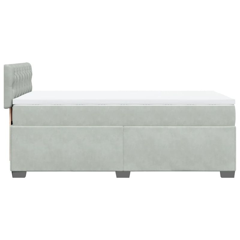 Casa si Gradina - Mobilier - Paturi si accesorii - Paturi - Pat box spring cu saltea, gri deschis, 100x200 cm, catifea - Infinity.ro