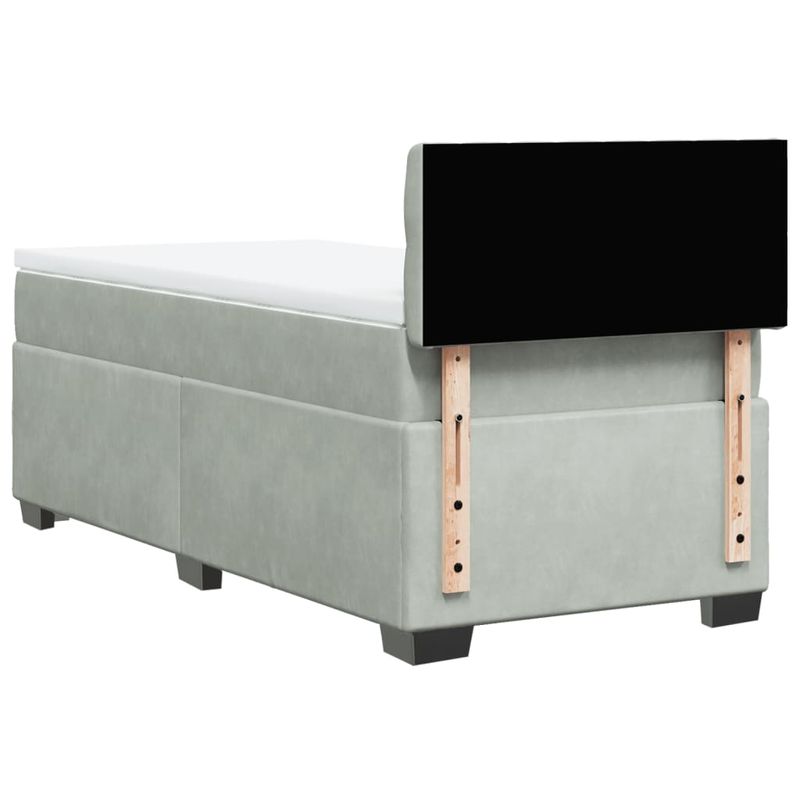Casa si Gradina - Mobilier - Paturi si accesorii - Paturi - Pat box spring cu saltea, gri deschis, 100x200 cm, catifea - Infinity.ro
