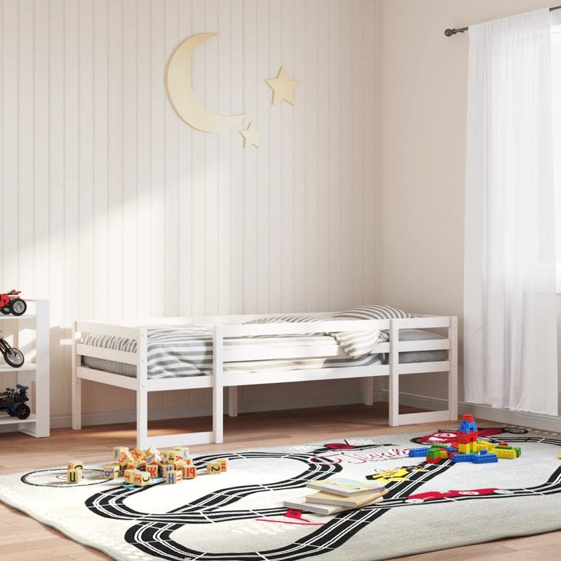 Casa si Gradina - Mobilier - Paturi si accesorii - Paturi - Cadru de pat pentru copii, alb, 75x190 cm, lemn masiv de pin - Infinity.ro