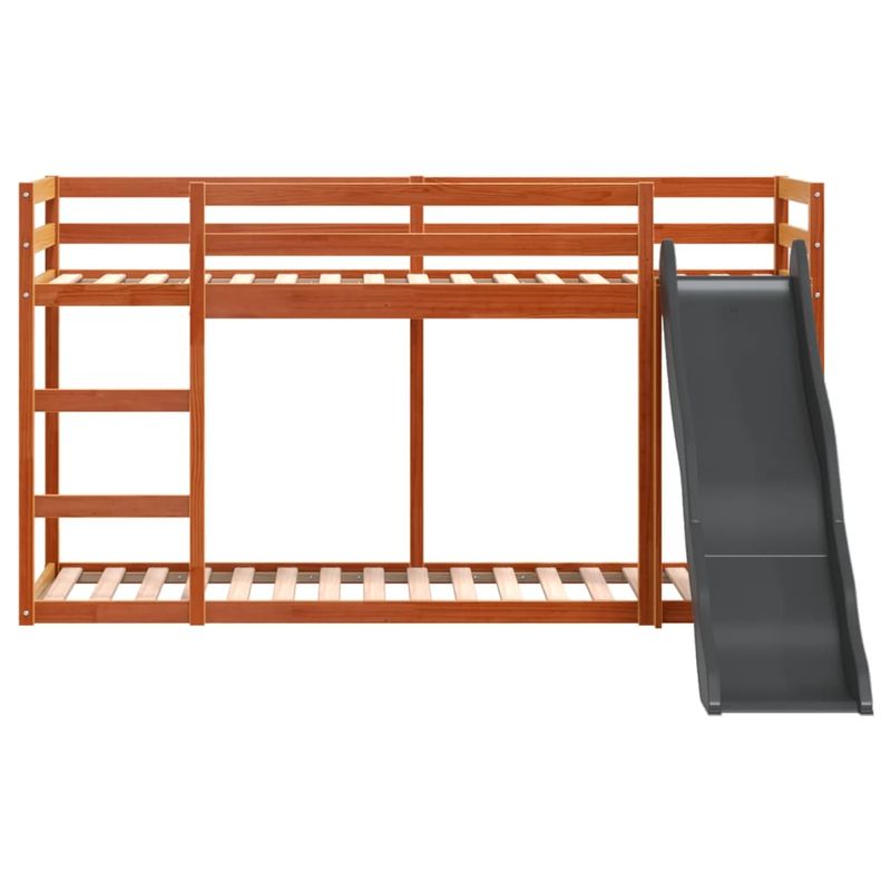 Casa si Gradina - Mobilier - Paturi si accesorii - Paturi - Pat supraetajat cu tobogan/scara maro 90x200 cm, lemn masiv pin - Infinity.ro