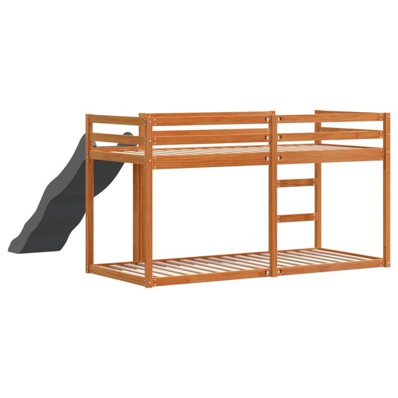 Casa si Gradina - Mobilier - Paturi si accesorii - Paturi - Pat supraetajat cu tobogan/scara maro 90x200 cm, lemn masiv pin - Infinity.ro