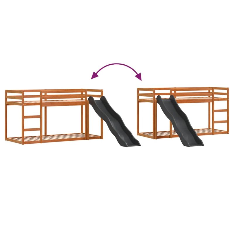 Casa si Gradina - Mobilier - Paturi si accesorii - Paturi - Pat supraetajat cu tobogan/scara maro 90x200 cm, lemn masiv pin - Infinity.ro