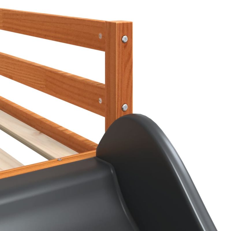 Casa si Gradina - Mobilier - Paturi si accesorii - Paturi - Pat supraetajat cu tobogan/scara maro 90x200 cm, lemn masiv pin - Infinity.ro